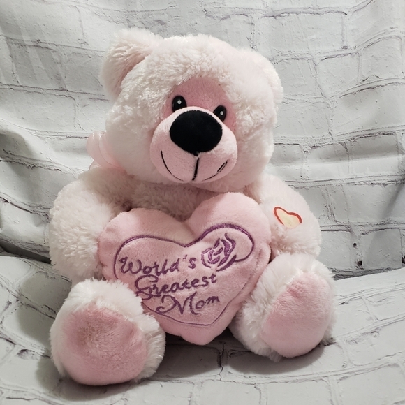 Unbranded Other - Pink Teddy Bear Plush Stuffed Animal World's Greatest Mom 12" Mother's Day